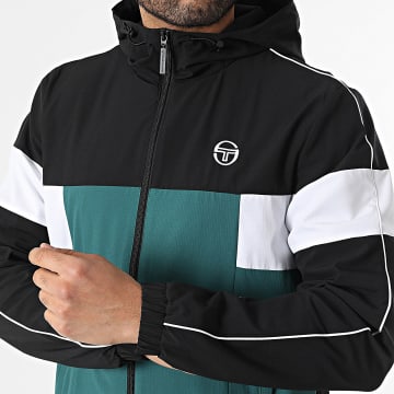Sergio Tacchini - Veste Capuche Zippée Caspio 41432 Vert Noir Blanc