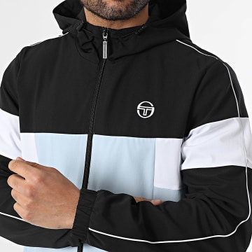 Sergio Tacchini - Giacca Cappuccio Zip Caspio 41432 Blu Chiaro Nero Bianco