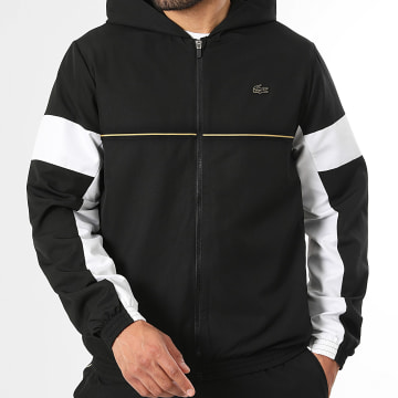 Lacoste - Veste Capuche Zippée Logo Crocodile Noir Doré Exclusivité LaBoutiqueOfficielle