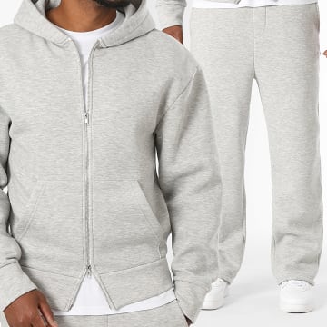 LBO - Ensemble Sweat Zippé Capuche Et Pantalon Jogging 4121 Gris Chiné