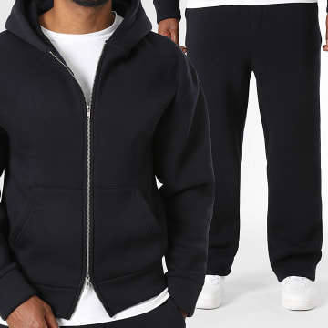 LBO - Ensemble Sweat Zippé Capuche Et Pantalon Jogging 4124 Bleu Marine