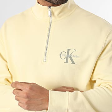 Calvin Klein - Sweat Col Zippé 244G Jeune Clair