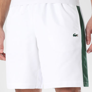Lacoste - Pantaloncino da jogging A Strisce Regular Fit Logo Coccodrillo Bianco Verde