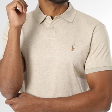 Polo Ralph Lauren - Polo Manches Courtes Custom Slim Oxford Beige Chiné