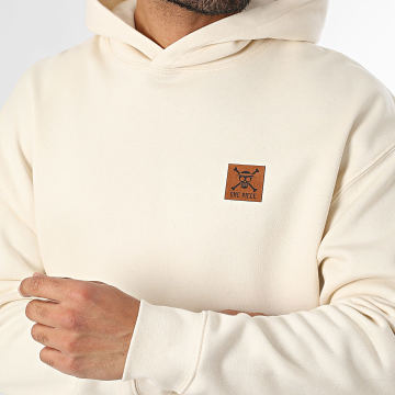 One Piece - Sudadera Capucha Relaxed Patch Cuero Beige