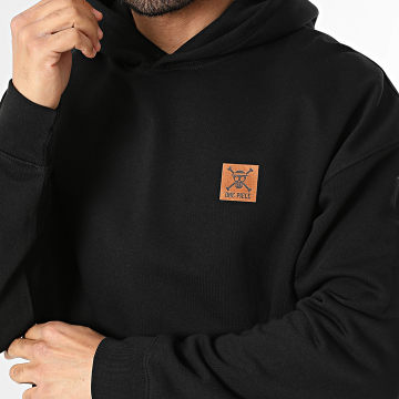 One Piece - Sudadera Capucha Relaxed Patch Cuero Negro