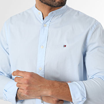 Tommy Hilfiger - Camicia Maniche Lunghe Regular Fit Flex Poplin Solid Stand 9966 Azzurro Chiaro