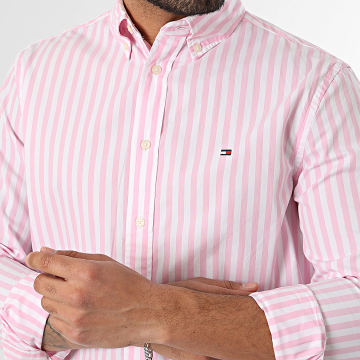 Tommy Hilfiger - Camicia Maniche Lunghe A Righe Regular Fit Classic 2440 Bianco Rosa