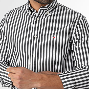 Tommy Hilfiger - Camicia Maniche Lunghe A Righe Regular Fit Classic 2440 Bianco Nero