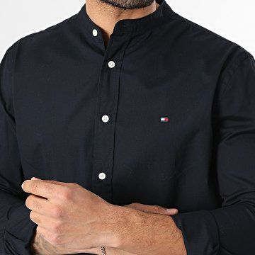 Tommy Hilfiger - Camicia Maniche Lunghe Regular Fit Flex Poplin Solid Stand 9966 Blu Navy