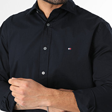 Tommy Hilfiger - Camicia Maniche Lunghe Regular Fit Flex Pop Washed 3075 Blu Navy