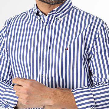 Tommy Hilfiger - Camicia Maniche Lunghe A Righe Regular Fit Classic 2440 Bianco Blu Reale