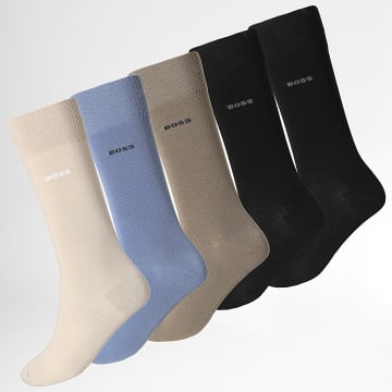 BOSS - Pack de 5 Pares de Calcetines RS Liso 50478221 Negro Azul Verde Caqui Beige