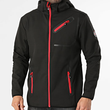 Paname Brothers - Chaqueta con capucha con cremallera Raoul Negro Rojo