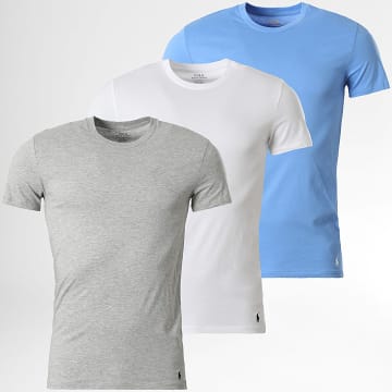Polo Ralph Lauren - Pack aus 3 T-Shirts Original Player Grau Meliert Weiß Blau