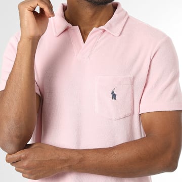 Polo Ralph Lauren - Polo Manches Courtes Col V Tissu Eponge Original Player Rose