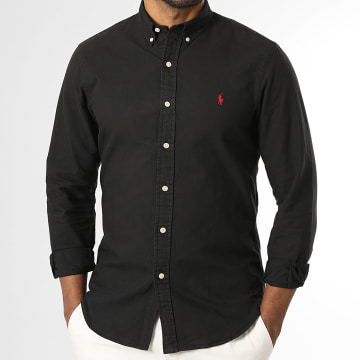 Polo Ralph Lauren - Hemd Langarm Slim Fit Original Player Schwarz Rot