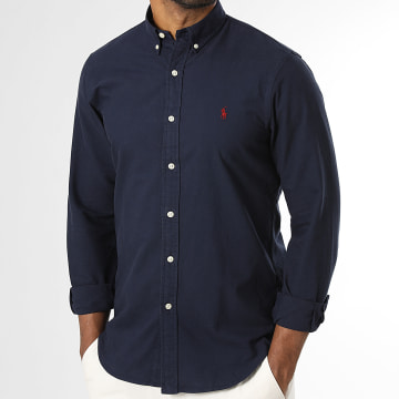 Polo Ralph Lauren - Hemd Langarm Slim Fit Original Player Marineblau Rot