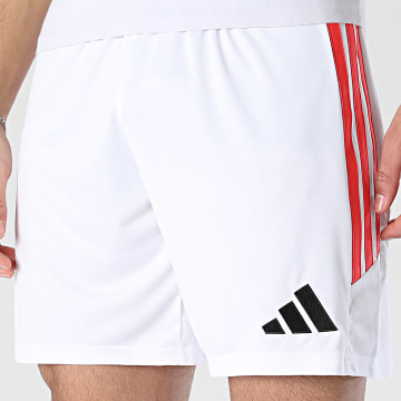 Adidas Sportswear - Short Jogging A Bandes Tiro 26 KR0365 Blanc Rouge Clair
