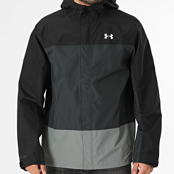 Under Armour - Corta-vento com Capuz Zíper Cloudstrike Colorblock 6009584 Preto Cinza Antracite Cinza