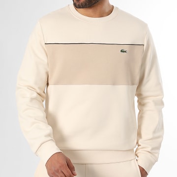 Lacoste - Sweat Crewneck Classic Fit Logo Brodé Crocodile Beige Taupe