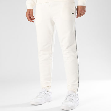 Lacoste - Pantalon Jogging Logo Brodé Crocodile Beige Clair