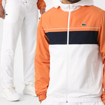 Lacoste - Completo di tuta Regular Fit Logo Coccodrillo Bianco Arancione Blu Marino