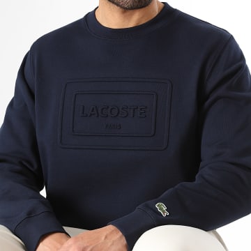 Lacoste - Felpa Girocollo Classic Fit Logo Rilievo Blu Navy