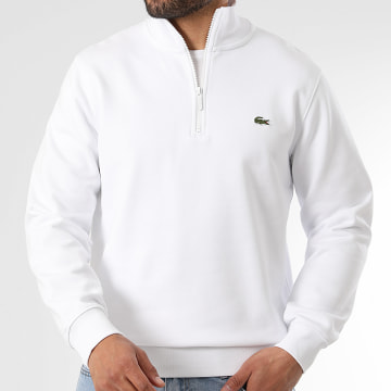Lacoste - Hoodie mit Stehkragen Reißverschluss Classic Fit Besticktes Krokodil Weiß