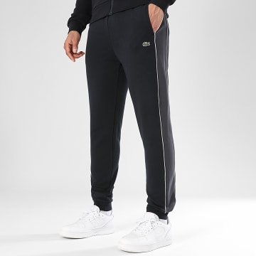 Lacoste - Pantalone Jogger Logo Ricamato Coccodrillo Nero Grigio Antracite