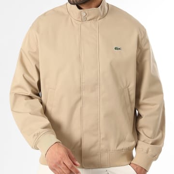 Lacoste - Chaqueta con cremallera y cuello alto Logo Bordado Cocodrilo Beige Oscuro