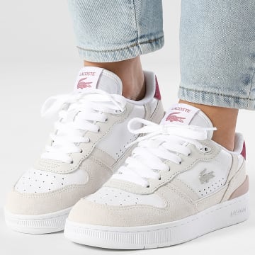 Lacoste - Sneakers Dames T-Clip Set 126 Wit Donkerpaars