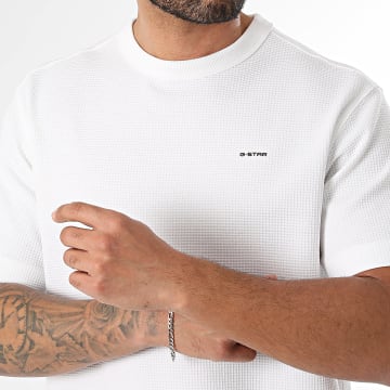 G-Star - Tee Shirt Waffle D28609-E383 Blanc