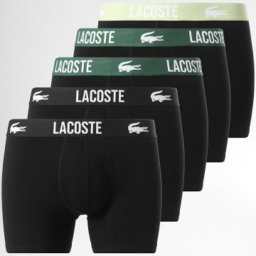 Lacoste - Set aus 5 Boxershorts Logo Krokodil Schwarz Hellgrün Dunkelgrün