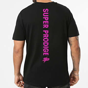 Super Prodige - Camiseta Oversize Grande Logo SP Negro Rosa Fluorescente