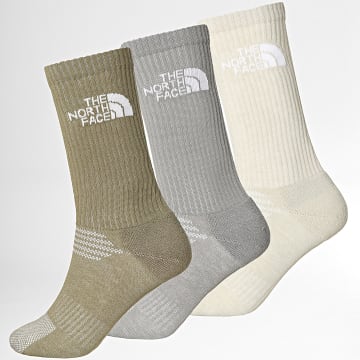 The North Face - Lot De 3 Paires De Chaussettes Multi Sport Cush A882H Gris Beige Vert Kaki