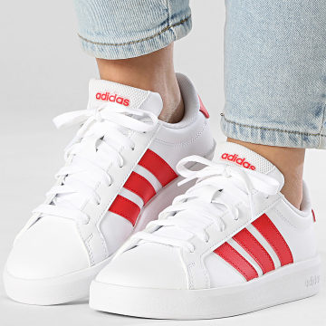 Adidas Performance - Zapatillas Mujer Grand Court 3.0 J HP3530 Calzado Blanco Puro Rubí