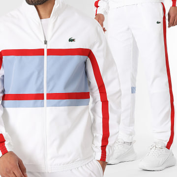 Lacoste - Ensemble De Survêtement Logo Crocodile Blanc Bleu Clair