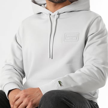 Lacoste - Sweat Capuche Logo Relief Gris