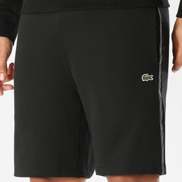 Lacoste - Short Jogging A Bandes Logo Brodé Crocodile Noir
