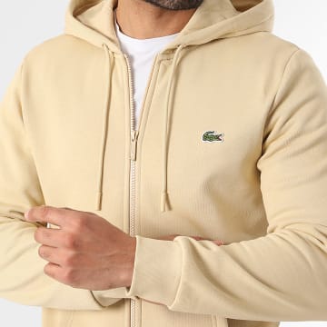 Lacoste - Hoodie met Ritssluiting en Geborduurd Logo Krokodil Beige