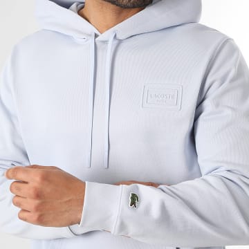 Lacoste - Felpa con cappuccio Logo in rilievo Azzurro Chiaro