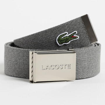 Lacoste - Ceinture Plaque Avec Logo Brodé Crocodile Gris