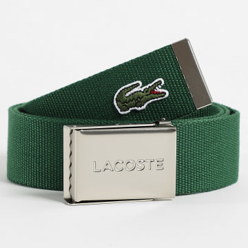 Lacoste - Ceinture Plaque Avec Logo Brodé Crocodile Vert