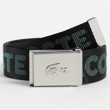Lacoste - Ceinture Plaque avec Logo Brodé Noir Vert