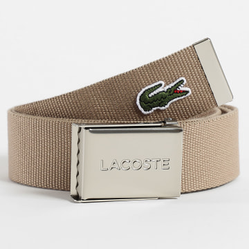 Lacoste - Ceinture Plaque Avec Logo Brodé Crocodile Beige