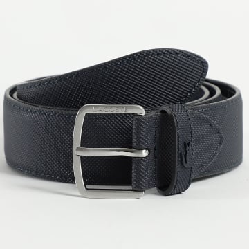 Lacoste - Ceinture Logo Crocodile Metal Ton Sur Ton Bleu Marine