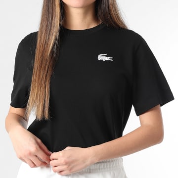 Lacoste - Tee Shirt Femme Big Logo Crocodile Noir