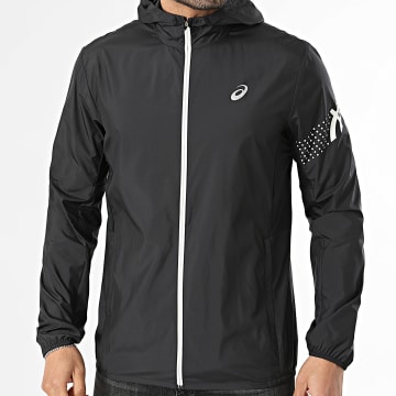 Asics - Casaco corta-vento com capuz e fecho Icon 2011D456 Preto