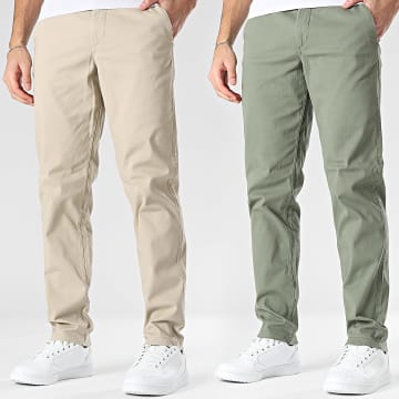 Jack And Jones - Pack di 2 Pantaloni Chino Stollie Dylan Beige Verde Kaki